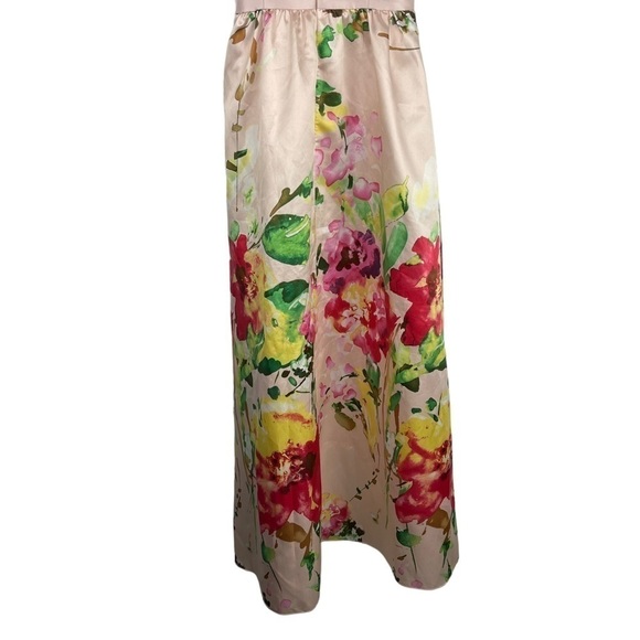 ALFRED SUNG BLUSH BOUQUET SLEEVELESS FLORAL SKIRT MAXI POCKETS BRIDESMAID DRESS - Picture 9 of 14